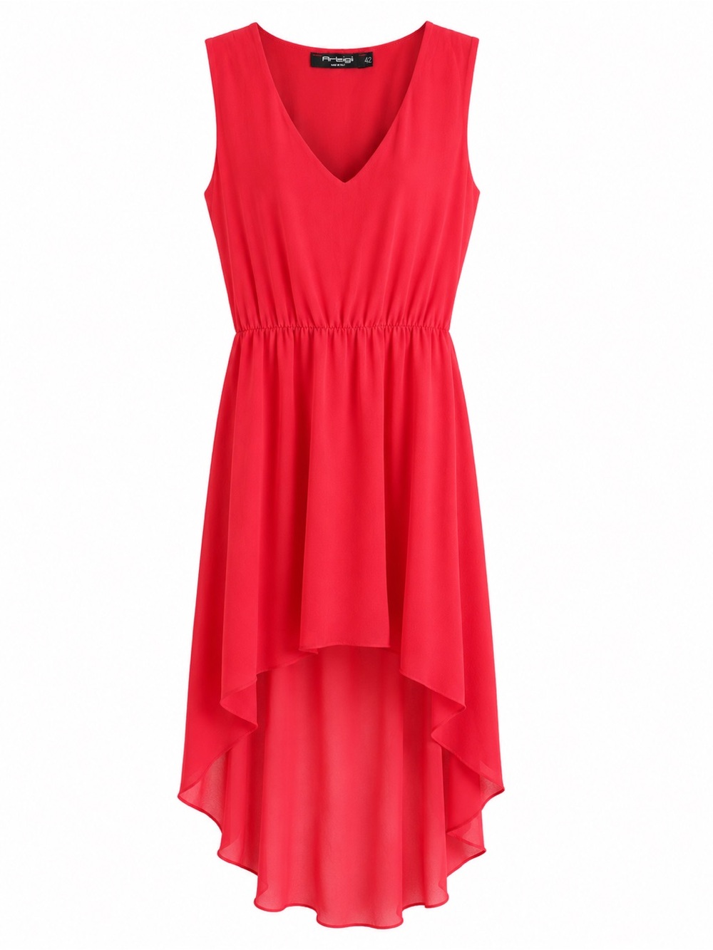 Vintage Artigli Made in Italy Red High-Low Sleeveless Dress Size 42 (M/L)